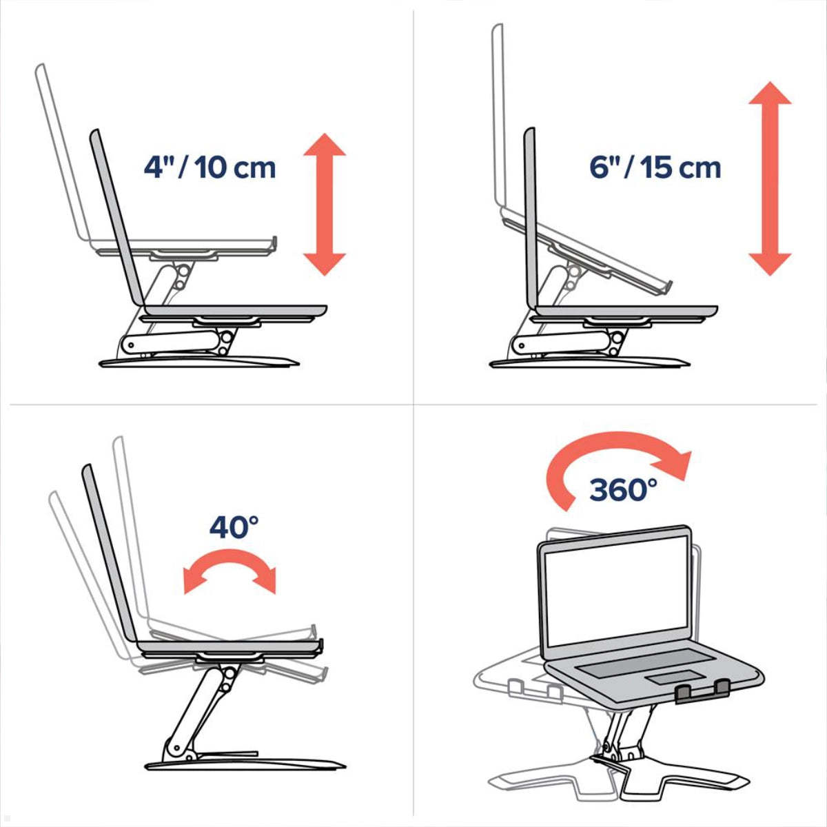 Ergotron 33-334-085 Tischstativ Einstellungs Möglichkeiten
