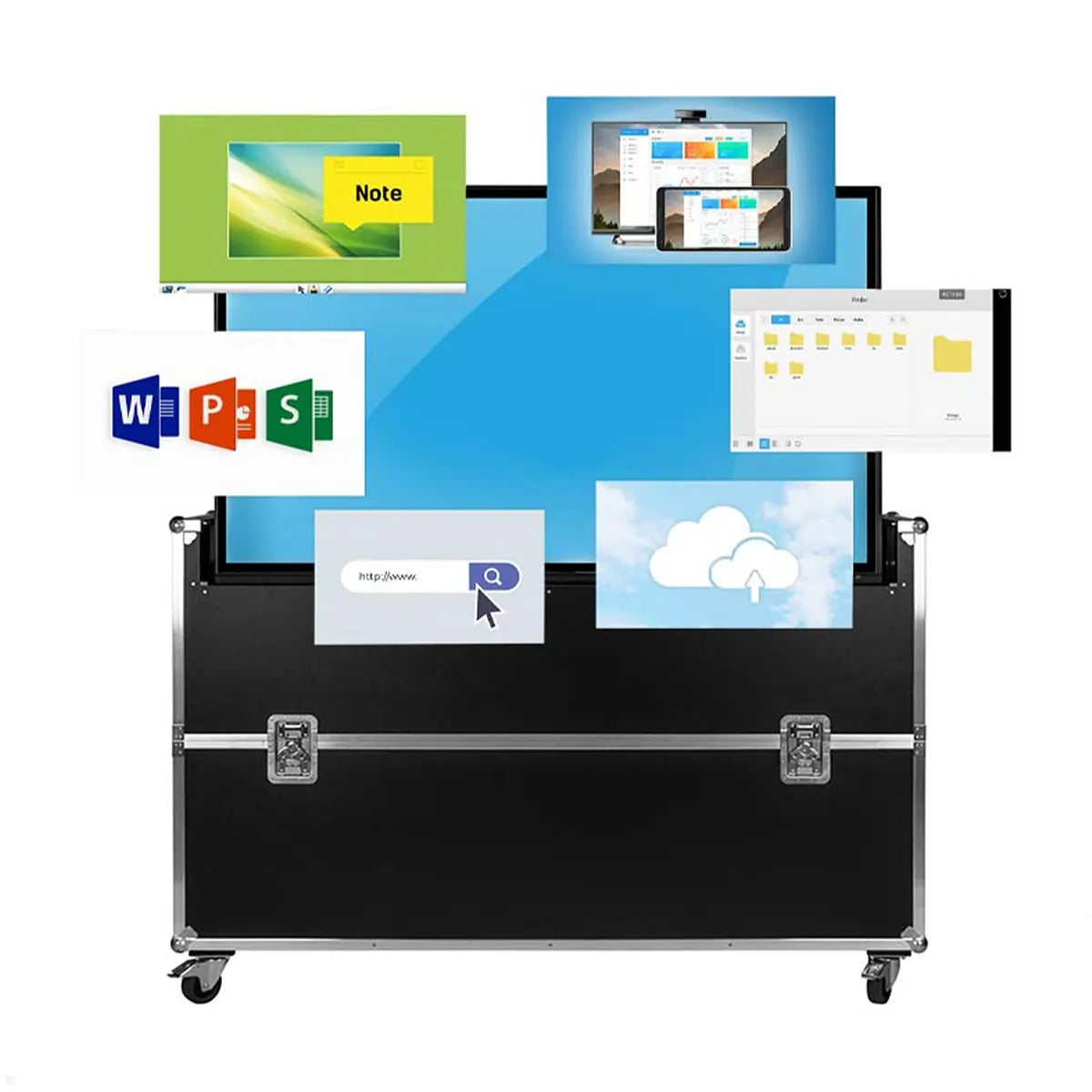Interaktiver Monitor Transporkoffer mit Rollen