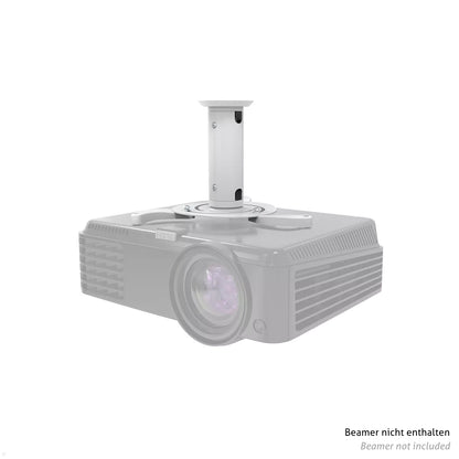 Neomounts Deckenhalterung Beamer-C80WHITE mit Beamer montiert Frontansicht