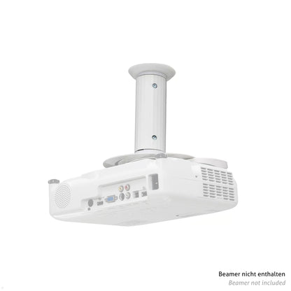 Neomounts Deckenhalterung Beamer-C80WHITE mit Beamer montiert Rückseiten Ansicht