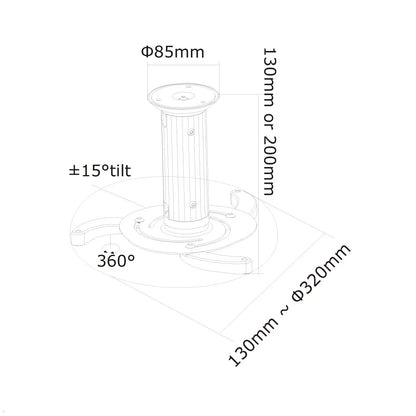 Neomounts BEAMER-C80WHITE Linienzeichnung