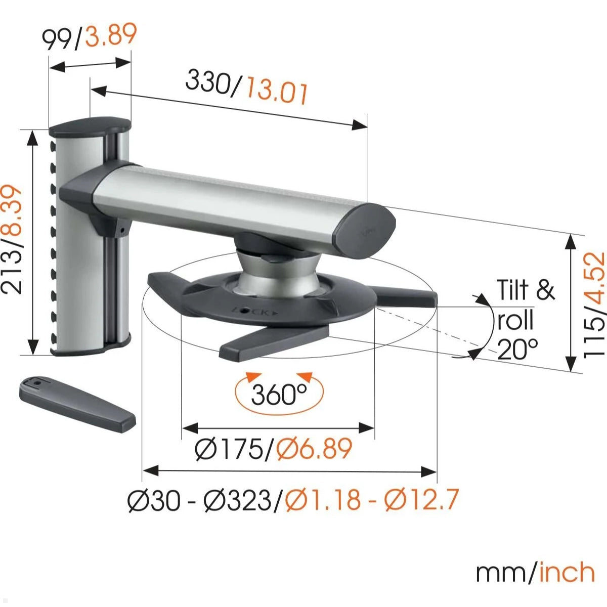 Vogels EPW 6565 Beamer Wandhalterung Maßblatt