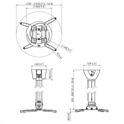 Vogels PPC 2555 Beamer Deckenhalterung Technische Zeichnung