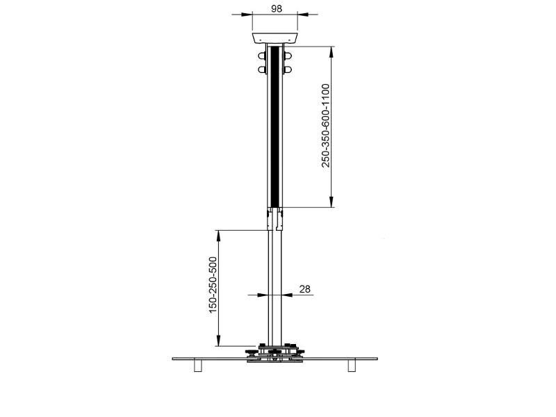 SMS Beamer Deckenhalterung CM V 735-1235mm weiß (PP120003) Maße SMS Beamer Deckenhalterung CM V 735-1235mm weiß (PP120003) Maße