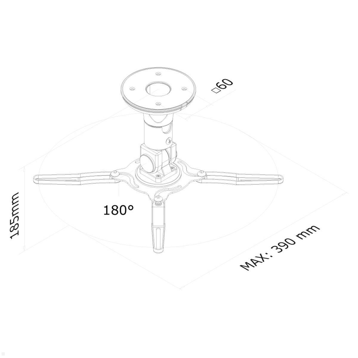 Neomounts BEAMER-C50 Projektor Deckenhalterung, schwarz technische Zeichnung Neomounts BEAMER-C50 Projektor Deckenhalterung, schwarz technische Zeichnung